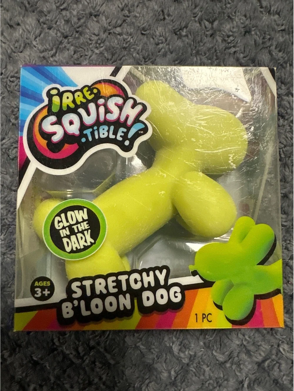 Irre Squish Tible Stretchy B'Loon Dog Glow in the Dark Toy